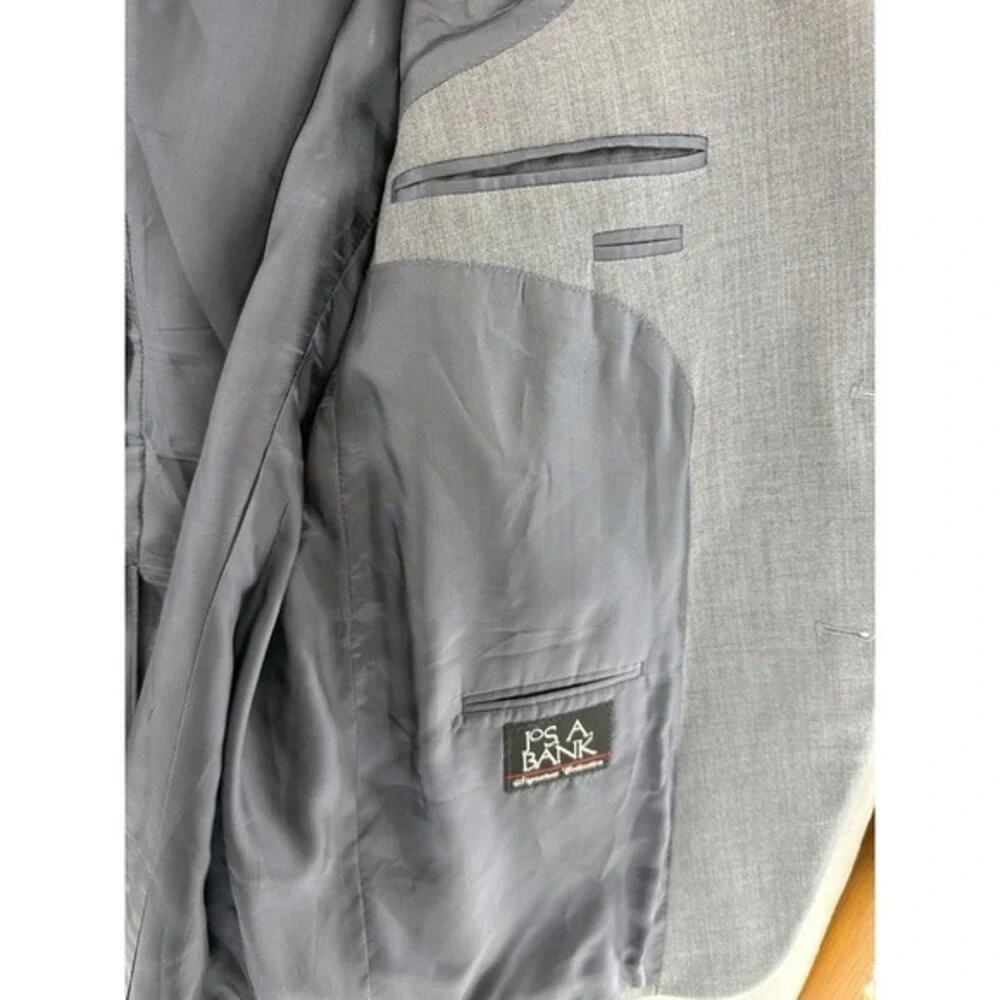 Jos. A. Bank Signature Collection Mens 46R Grey 100% Wool 2-Button Blazer Jacket